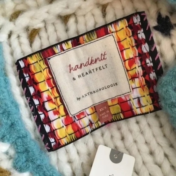 NWT!! ANTHROPOLOGIE Lima Handknit & Heartfelt Embroidered Cardigan Sweater XS/S - Picture 12 of 15